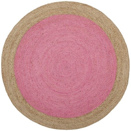 Safavieh 7 x 7 ft. Natural Fiber 801P Hand Loomed Round Area Rug; Pink & Natural NF801P-7R